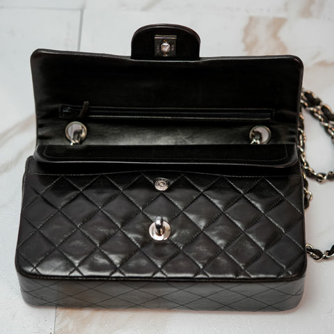 CHANEL CC Matelasse 23 Chain Shoulder Bag Leather Lambskin Double Flap Black Vintage Serial number starts from 4【A】