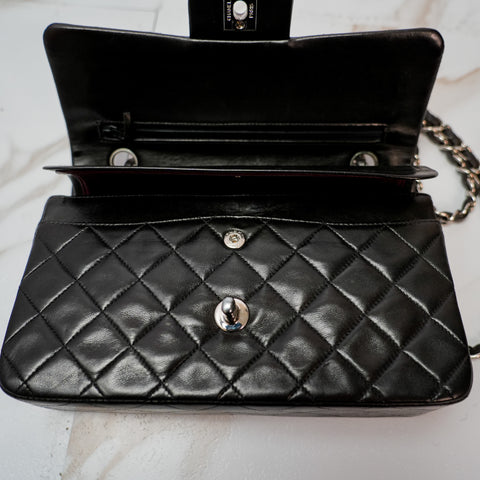 CHANEL CC Matelasse 23 Chain Shoulder Bag Leather Lambskin Double Flap Black Vintage Serial number starts from 4【A】