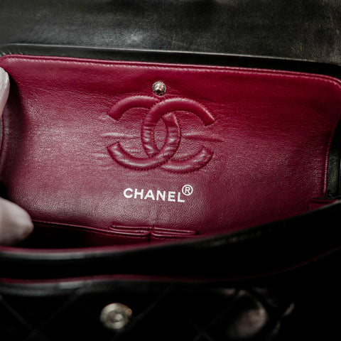 CHANEL CC Matelasse 23 Chain Shoulder Bag Leather Lambskin Double Flap Black Vintage Serial number starts from 4【A】