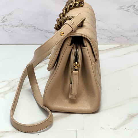 CHANEL Lambskin Matelasse Classic Gold 2Way Handle chein Shoulder Bag beige 【SS】