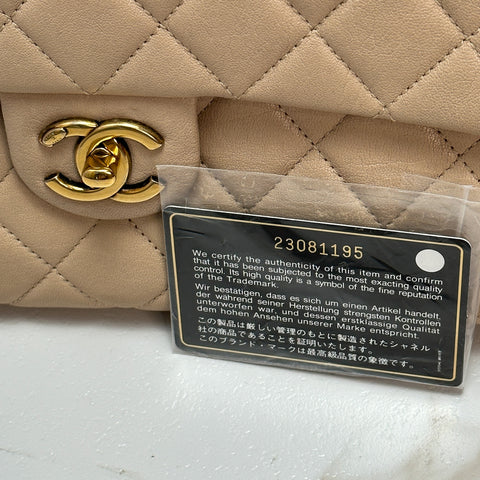 CHANEL Lambskin Matelasse Classic Gold 2Way Handle chein Shoulder Bag beige 【SS】