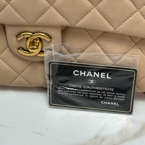 CHANEL Lambskin Matelasse Classic Gold 2Way Handle chein Shoulder Bag beige 【SS】