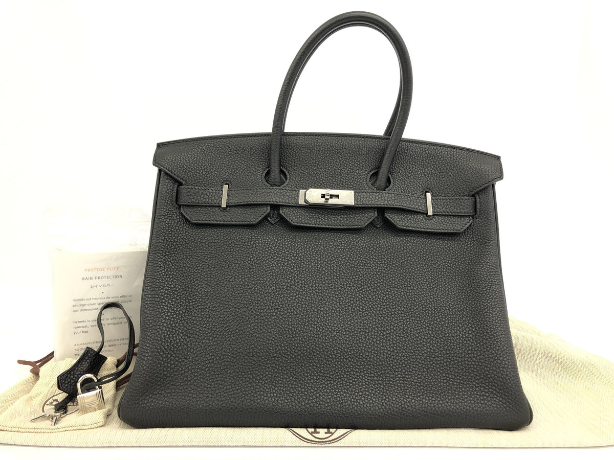 HERMES Birkin Birkin 35 Inseam Togo Black PHW 2E-□N Tote Bag