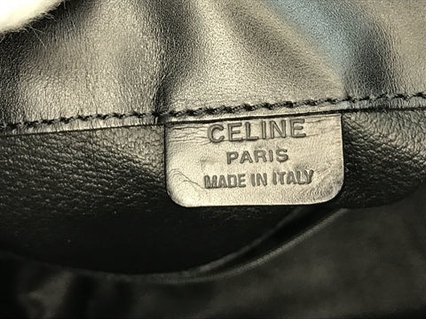 CELINE Old Celine Macadam Drawstring Shoulder Bag Black Vintage Shoulder Bag