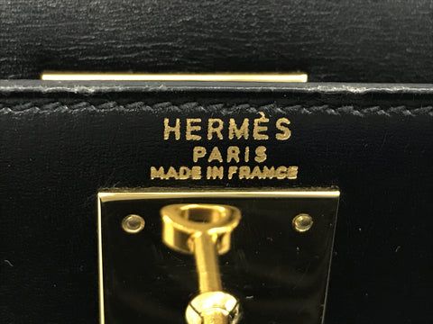 HERMES Kelly HERMES Kelly 28 box calf outer sewing GD metal fittings 〇U carved seal handbag