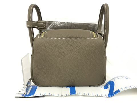 HERMES HERMES Mini Lindy Taurillon Clemence Etoupe GP metal fittings B engraving shoulder bag shoulder bag