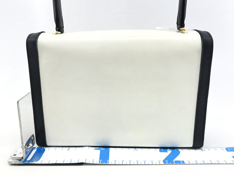 CELINE Celine/handbag/vintage/top handle/leather/white x navy handbag