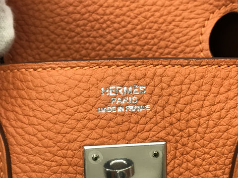 HERMES Birkin 30 Orange Taurillon/SV Hardware Handbag