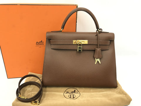 HERMES Kelly Kelly 32 Ardennes Brown GP B Handbag