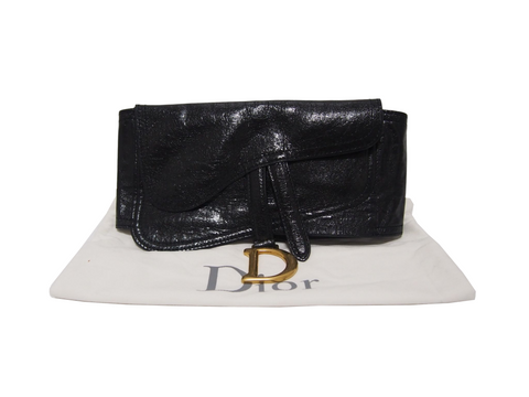 )Dior Leather Saddle Waist Pouch Handbag