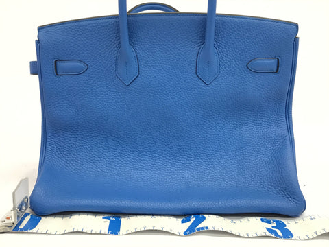 HERMES Birkin Birkin 35 Taurillon Clemence Blue Zanzibar SV metal fittings X engraving handbag