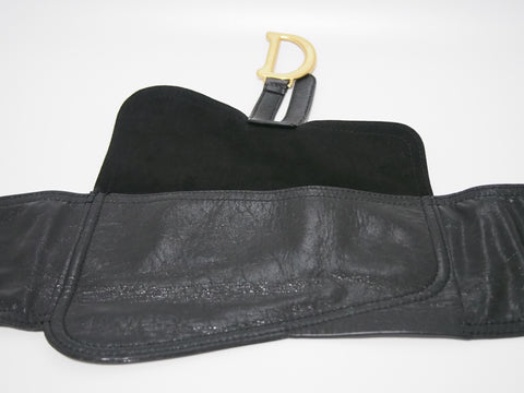 )Dior Leather Saddle Waist Pouch Handbag