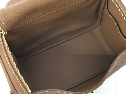 HERMES Lindy 26 Taurillon Gold GP Hardware B Engraved Handbag