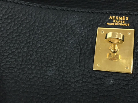 HERMES Kelly Kelly 32 taurillon noir GD metal fittings □A handbag