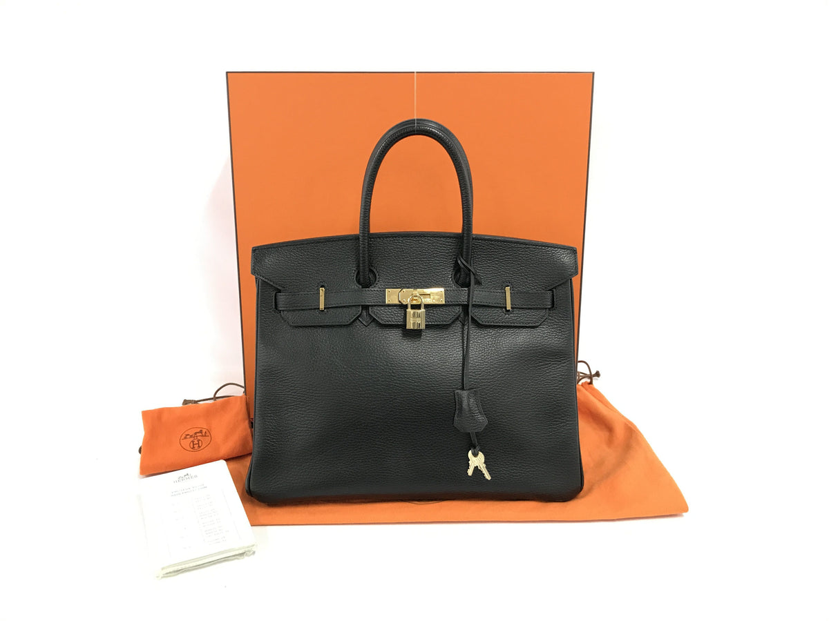 HERMES Birkin Birkin 35 Taurillon?F GD metal fittings black handbag