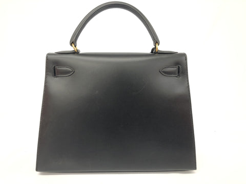 HERMES Kelly Kelly 28 shoulder box calf 〇Y engraved black handbag