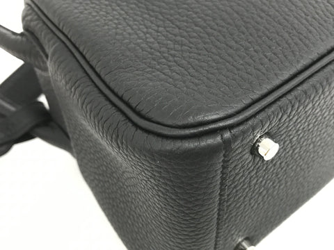 HERMES Mini Lindy Taurillon Clemence Black B Engraved SV Metal Fittings With Rain Cover With Paper Bag Shoulder Bag