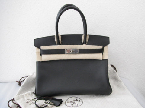 HERMES HERMES Birkin 30 black Epson SV metal fittings Q carved seal handbag handbag