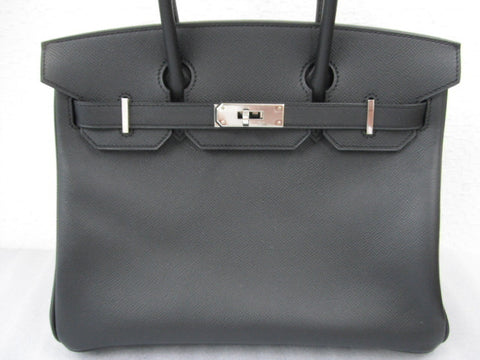 HERMES HERMES Birkin 30 black Epson SV metal fittings Q carved seal handbag handbag
