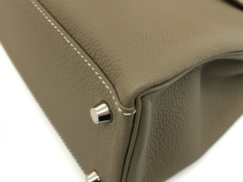HERMES Kelly Kelly 32 Togo Etoupe SV hardware Y carved handbag