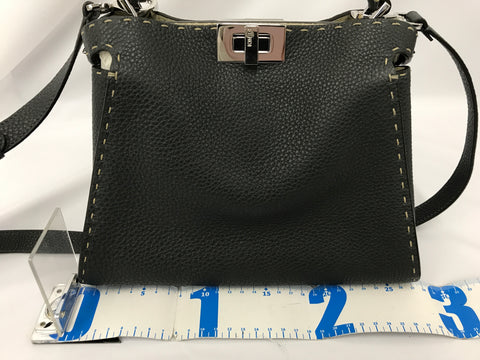 FENDI Peekaboo Iconic Essential Selleria 8BN302 Navy 2way Bag Bag Guarantee Booklet Rain Cover Shoulder Bag