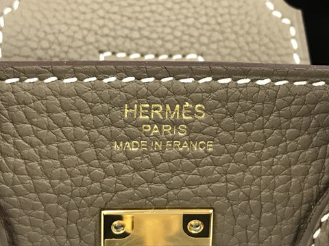 HERMES Birkin 25 Etoupe gold hardware Togo U engraving handbag