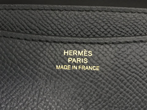 HERMES Constance Mini Vaux Epson Blue Ocean Rose Gold Metal Fitting A Engraved Shoulder Bag