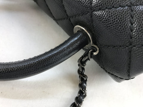 CHANEL caviar skin Chanel top handle coco handle XS caviar skin black handbag