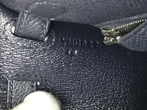 HERMES Kelly Kelly 25 outside stitching Blue Nui silver metal fittings Ebson Y engraving handbag