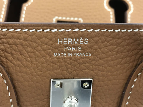 HERMES Birkin 25 gold silver metal fittings Togo U engraving handbag