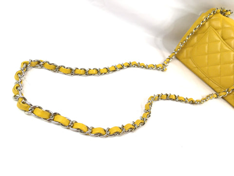 CHANEL lambskin mini matelasse lambskin yellow shoulder bag