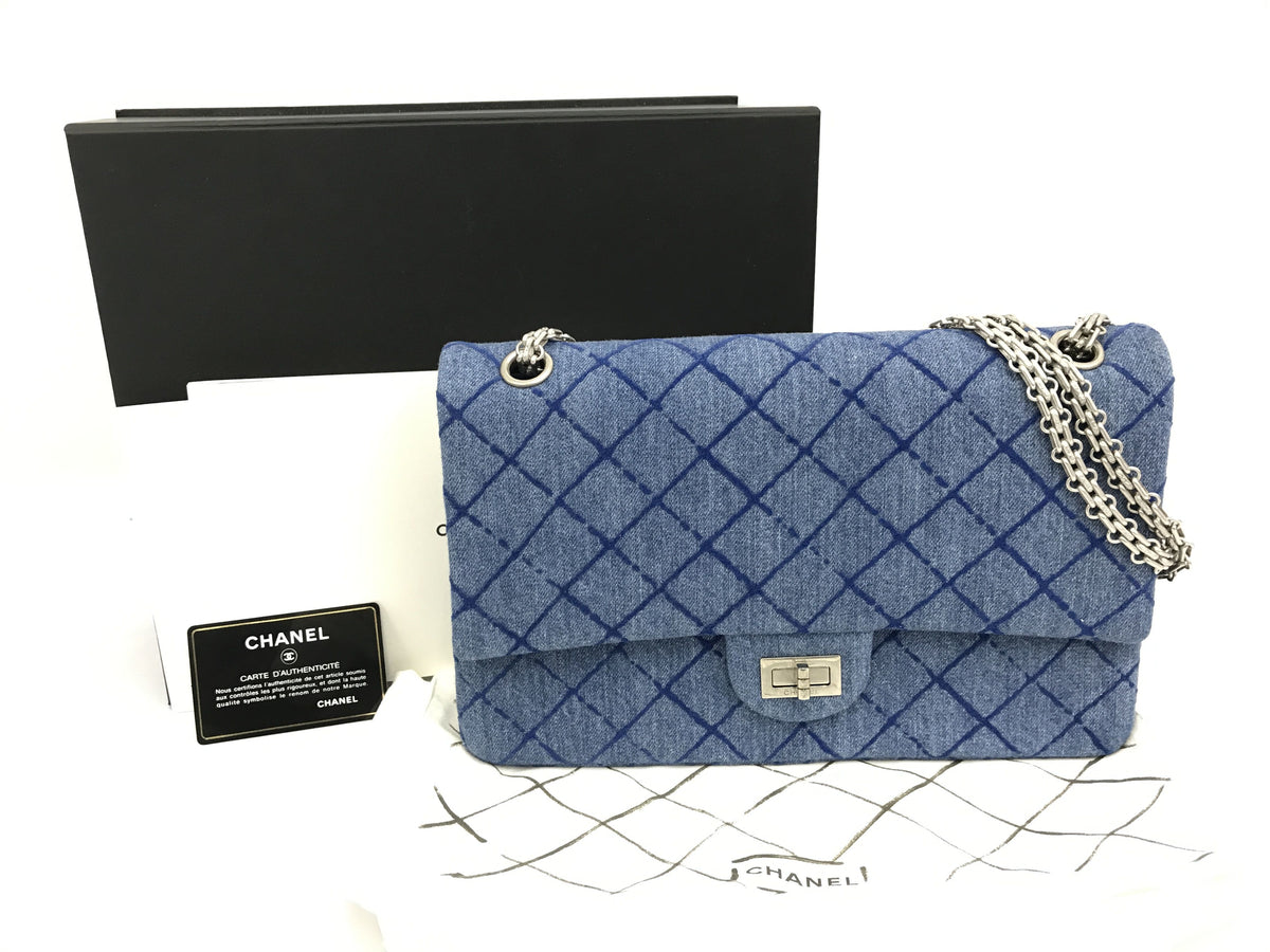 CHANEL denim CHANEL blue denim 28cm 2.55 shoulder bag shoulder bag