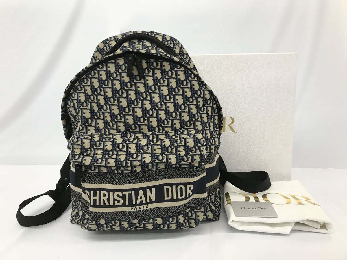 Dior Trotter Christian Oblique Jacquard Backpack/Rucksack Navy rucksack with papers