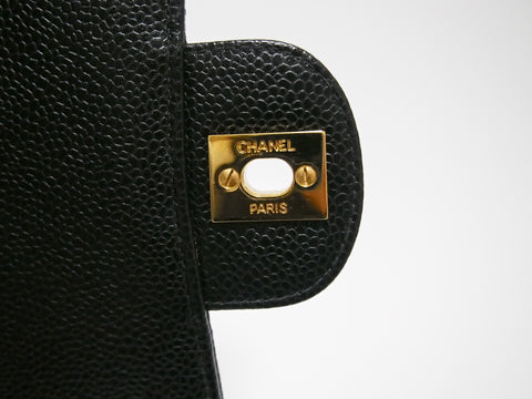 CHANEL caviar skin W flap chain shoulder shoulder bag