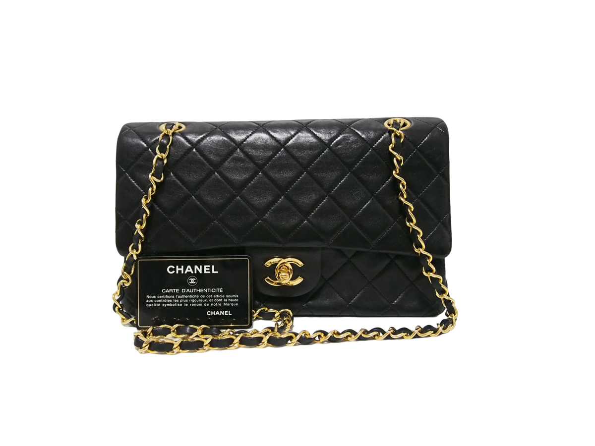 CHANEL lambskin W flap black [with seal card] No. 1 shoulder bag