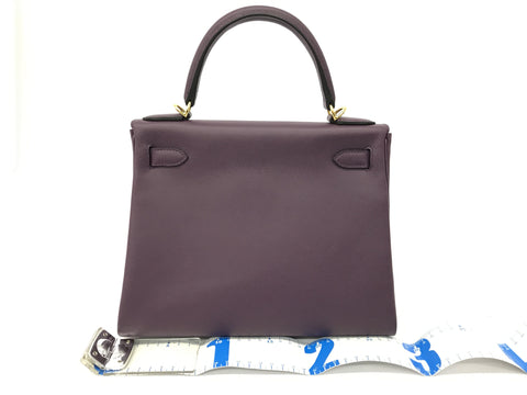 HERMES Kelly Kelly 28 purple gold metal fittings EVERCOLOR U engraving handbag
