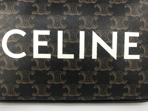 CELINE Medium Messenger Triomphe PVC x Leather Shoulder Bag Brown x Black Shoulder Bag