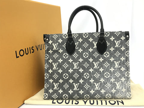 LOUIS VUITTON Monogram Denim On The Go MM Denim Black Tote Bag