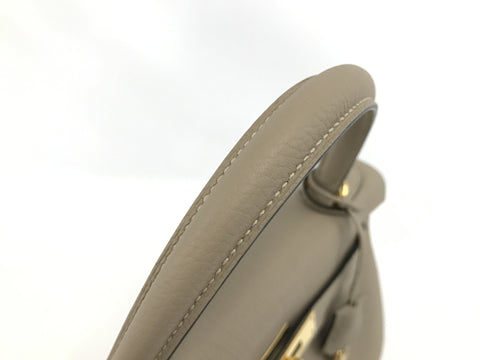 HERMES Kelly Kelly 28 Togo Tourtiere Gray GD Hardware C Engraved Handbag