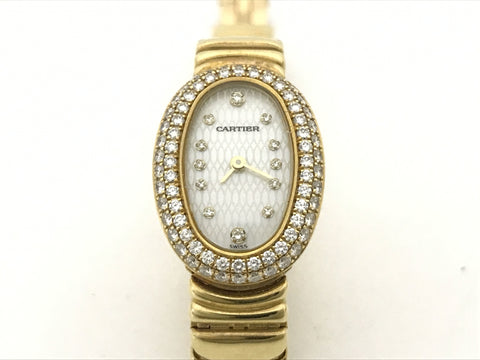 Cartier Mini Baignoire WB5087D8 1960GC19162 Shell Dial Immovable Women's Watch