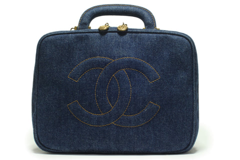 CHANEL Denim Cocomark 2WAY Vanity Bag Pouch No. 4 Seal/Card/Shoulder Strap Available H19/W24/D11 Shoulder Bag