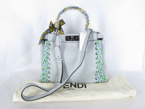 FENDI Peekaboo Regular Twilly 8BN290 With Strap and Storage Bag Good Condition Shoulder Bag