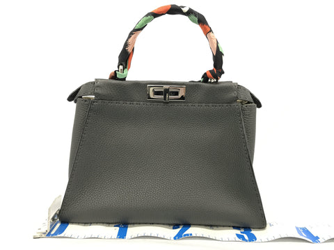 FENDI Peekaboo Selleria 2WAY 8BN290 Q0J Gray Handbag