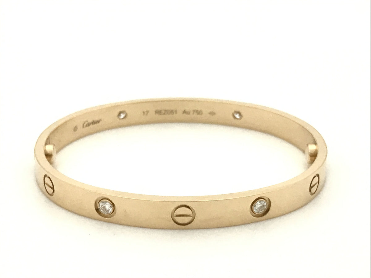 Cartier Love Bracelet #17 Half Diamond PG Au750 29.0g Bracelet/Bangle (Precious Metal)