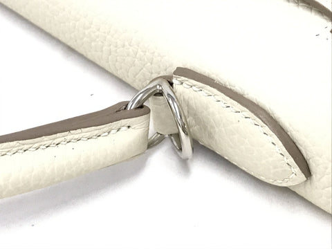 HERMES Kelly Kelly 28 Togo White SV Metal Fitting Z Engraved Handbag