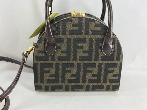 FENDI Zucca Pattern Zucca 2WAY/Lock Metal Fittings/Gamaguchi Shoulder Bag