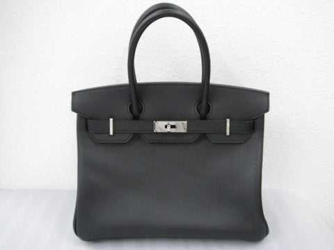 HERMES HERMES Birkin 30 black Epson SV metal fittings Q carved seal handbag handbag