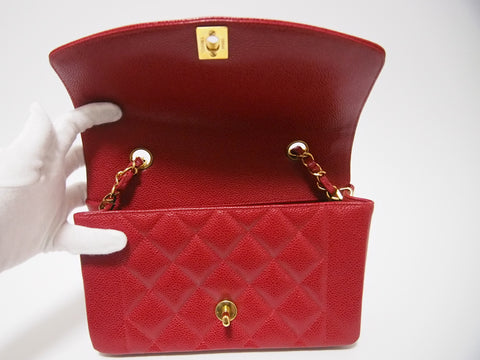 CHANEL Caviar Skin Diana Red [Seal Card Available] No. 2 Shoulder Bag