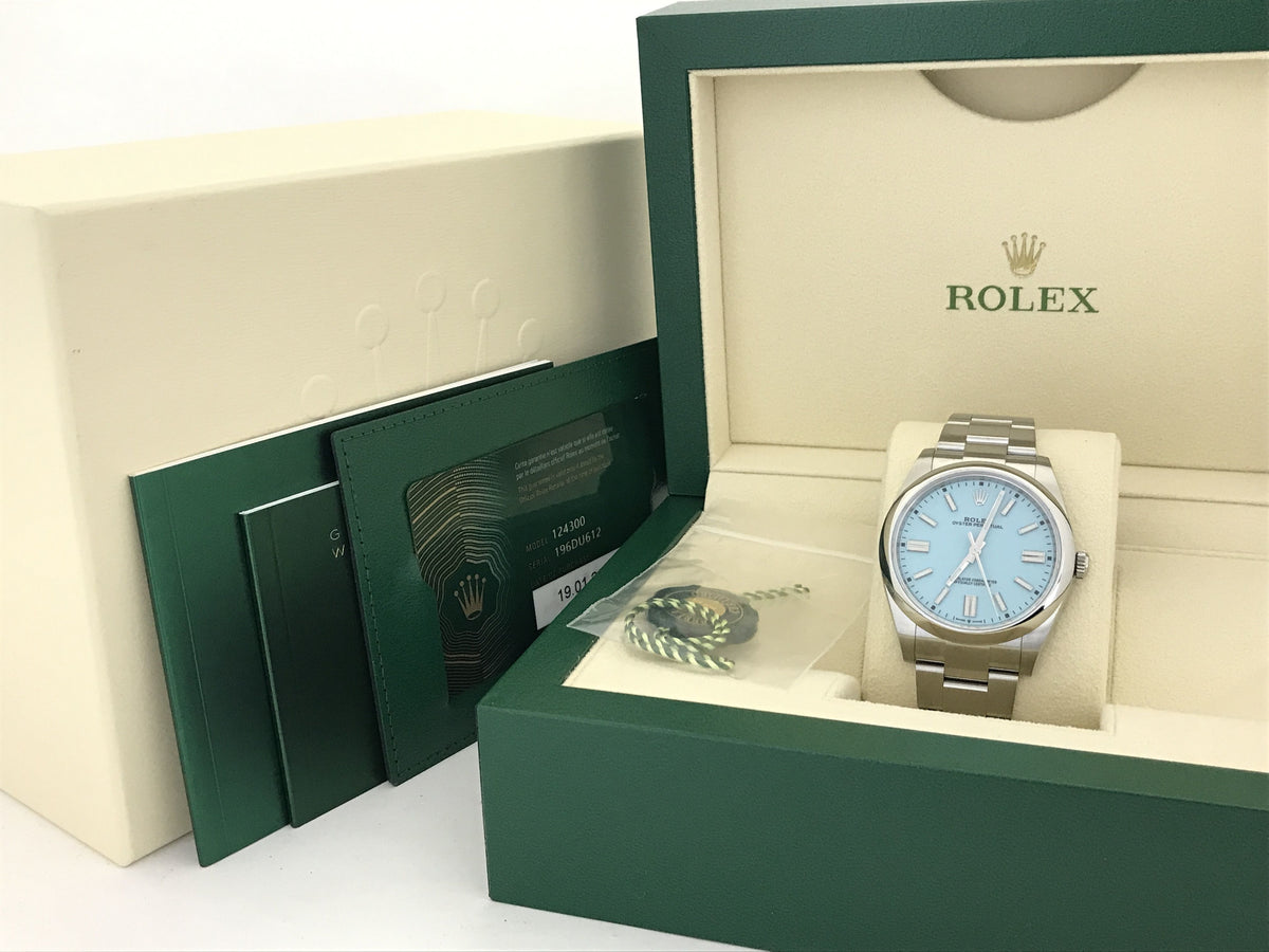 ROLEX Oyster Perpetual 41 124300 196DU612 Turquoise Blue Dial Men's Watch