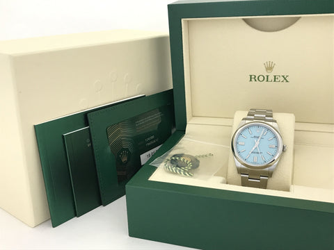 ROLEX Oyster Perpetual 41 124300 196DU612 Turquoise Blue Dial Men's Watch